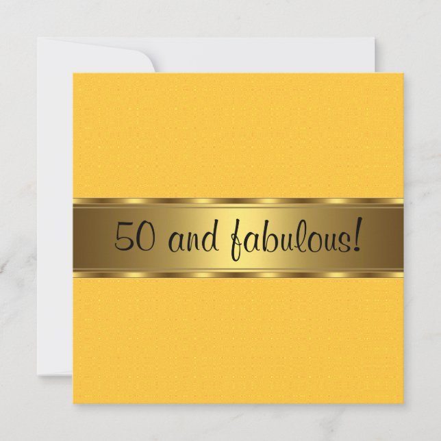 Yellow Gold Fabulous 50th Birthday Party Invitation (Front)