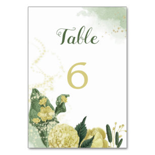 yellow gold flowers botanical table number