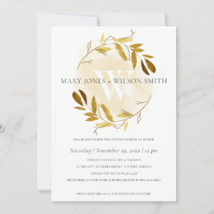 YELLOW GOLD FOLIAGE WREATH COUPLES SHOWER CARD