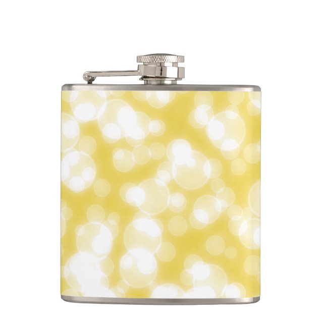 Yellow Gold Glitter Faux foil Confetti Hip Flask (Front)