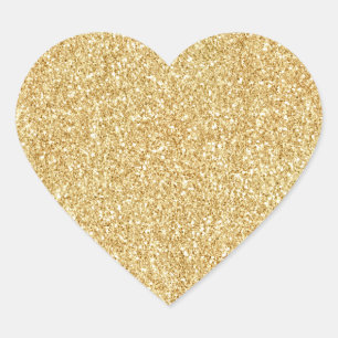 Yellow Gold Glitter Heart Sticker