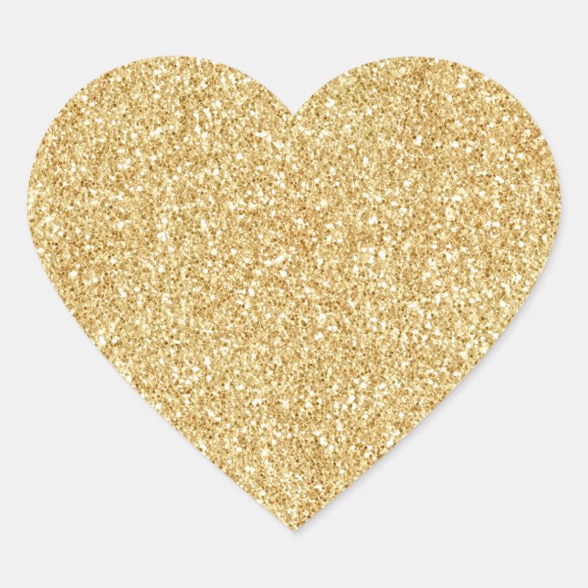 Yellow Gold Glitter          Heart Sticker (Front)