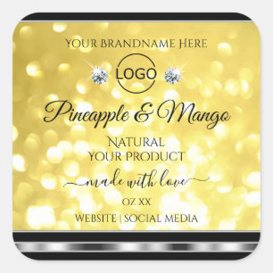 Yellow Gold Glitter Product Labels Diamonds Logo