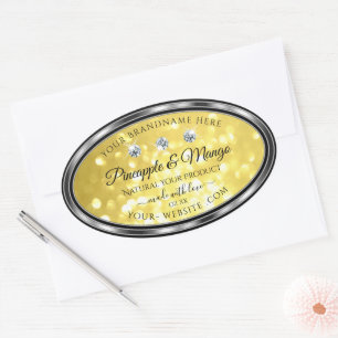 Yellow Gold Glitter Product Labels Diamonds Silver