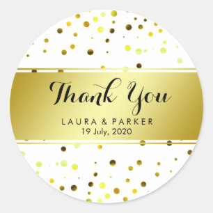 Yellow Gold Glitter Thank You Wedding Confetti Classic Round Sticker