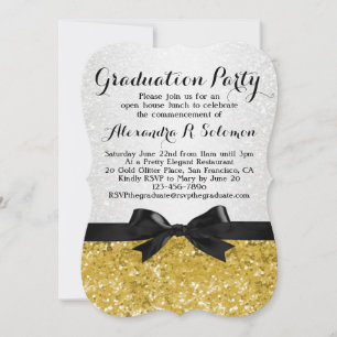 Yellow-Gold Glittery Graduation Party Invitation