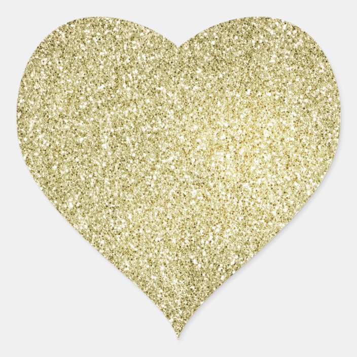 Yellow Gold Glitz Glitter Heart Sticker 