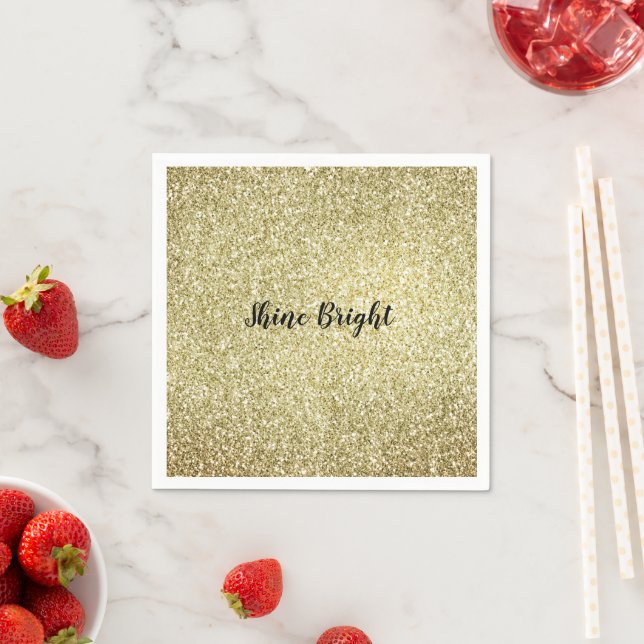 Yellow Gold Glitz Glitter        Napkin (Insitu)