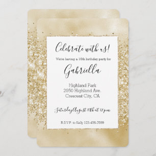 Yellow Gold Glitzy Glitter Invitation