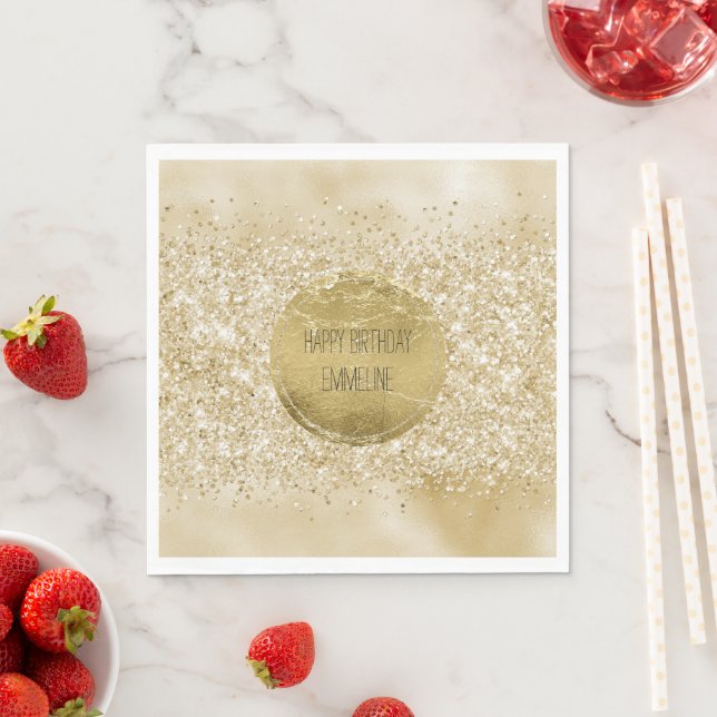 Yellow Gold Glitzy Glitter Napkin (Insitu)