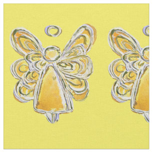 Yellow Gold Guardian Angel Art Fabric Material