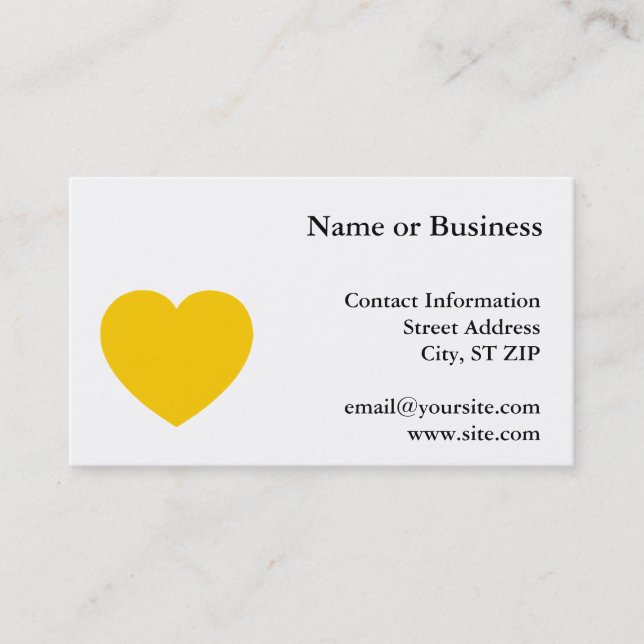 Yellow Gold Heart Business Card (Front)