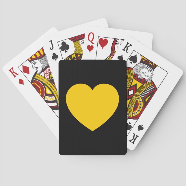 Yellow Gold Heart on Black Playing Cards (Back)