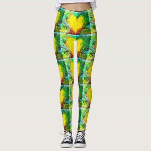 yellow gold hearts green leggings