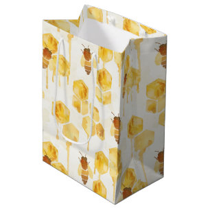 Yellow Gold Honey Bees Birthday Medium Gift Bag