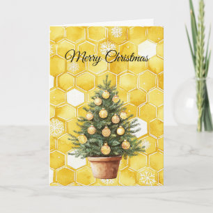 Yellow Gold Honey Christmas Tree Card