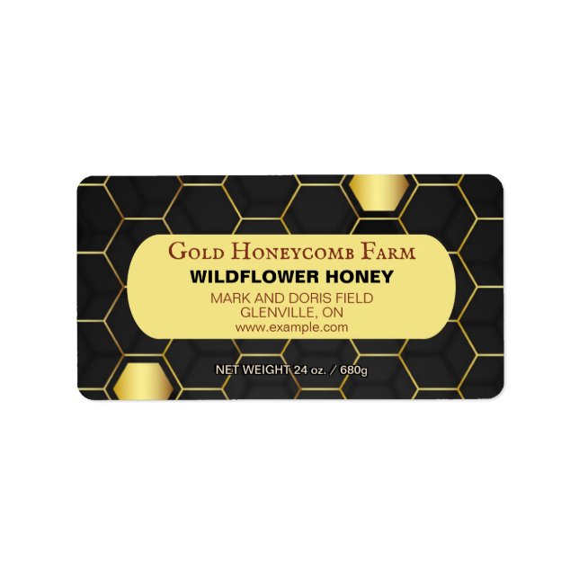 Yellow Gold Honeycomb Beekeeper Product Label (Front)