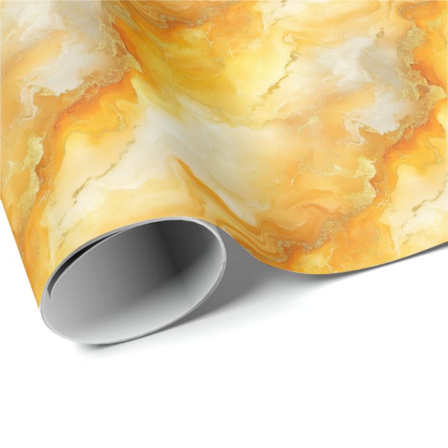 Yellow & Gold Marble Wrapping Paper (Roll Corner)