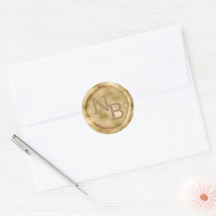 Yellow Gold Monogrammed Wax Seal Sticker