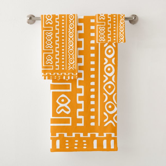 Yellow Gold Mudcloth Towel Set (Insitu)