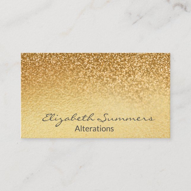 Yellow Gold Ombre Glitter Metallic Foil Elegant Business Card (Front)