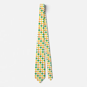 Yellow-Gold Orange and Green Argyle Custom Tie