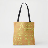 Yellow Gold Orange Fancy Floral Damask