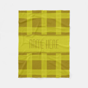 Yellow Gold Plaid Custom Name Blanket