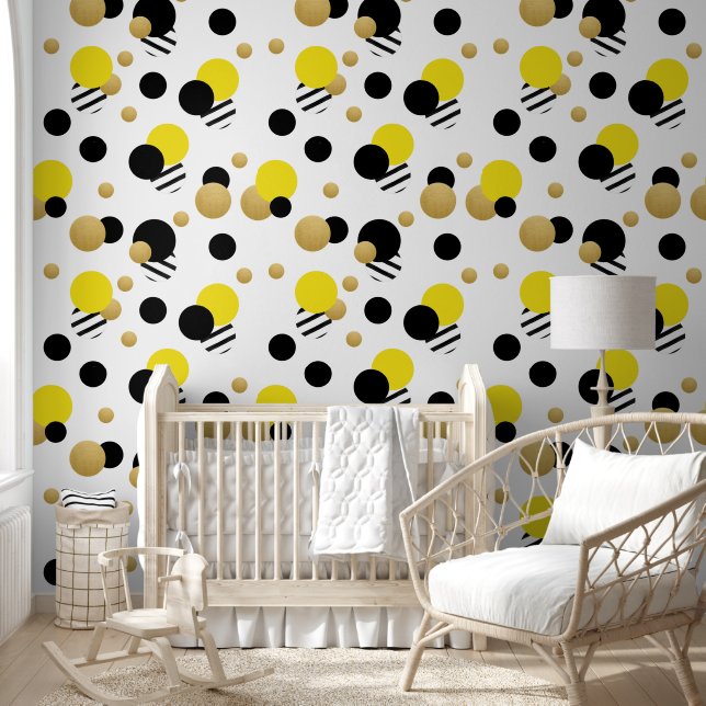 Yellow Gold Polka Dot Wallpaper (Kids)