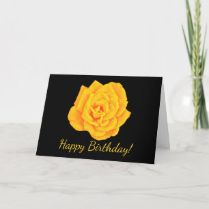 Yellow Gold Rose Dramatic Birthday Card