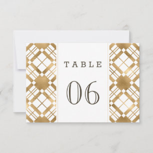 Yellow Gold Rustic Farmhouse Plaid Table Number