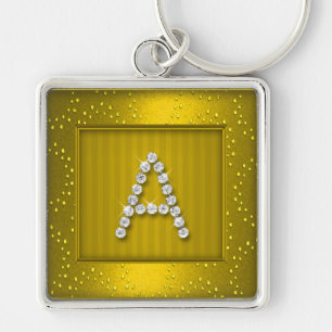 Yellow Gold Shimmer and Sparkle with Monogram Key Ring