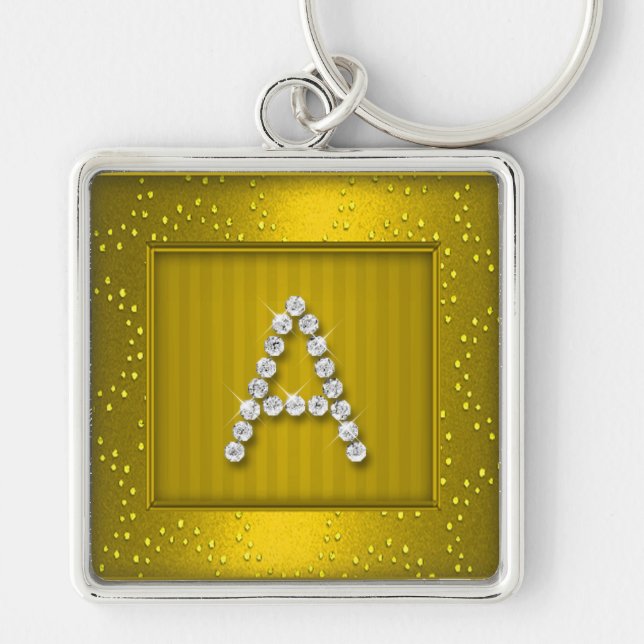 Yellow Gold Shimmer and Sparkle with Monogram Key Ring (Front)