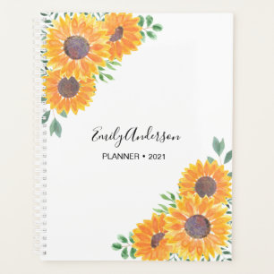 Yellow Gold Sunflower Personalised 2021 Planner