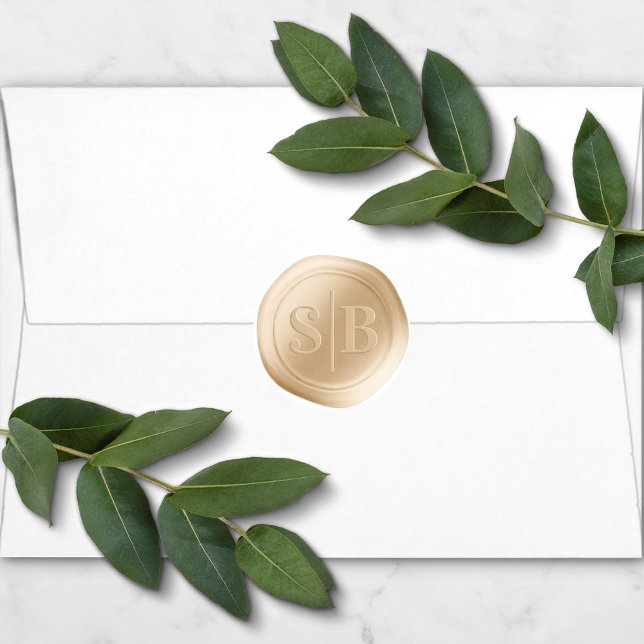 Yellow Gold Wax Seal Wedding Monogram Sticker (Creator Uploaded)