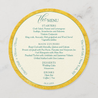 Yellow Gold Wedding Circle Menu