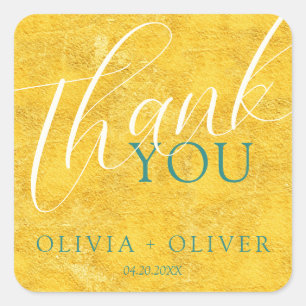 Yellow Gold Wedding Square Sticker