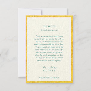 Yellow Gold Wedding Thank You Card