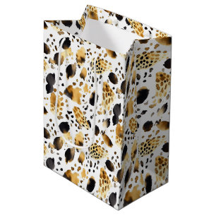 Yellow Gold White Black Leopard Medium Gift Bag