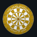 Yellow Gold & White Graduation | Custom Text Dartboard<br><div class="desc">Change the background colour to the school colour and personalise the text as needed. Congratulate the grad in your life with your desired messages such as "CON-GRAD-ULATIONS CLASS OF 20XX". This dartboard would be great to double as an activity to have at the graduation party as well as a graduation...</div>