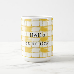 Yellow Gold White Plaid Stripes   Coffee Mug