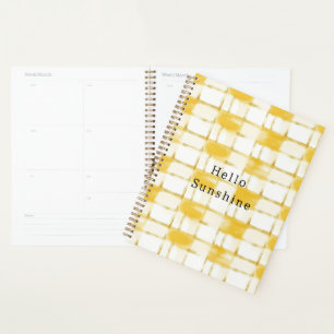 Yellow Gold White Plaid Stripes   Planner