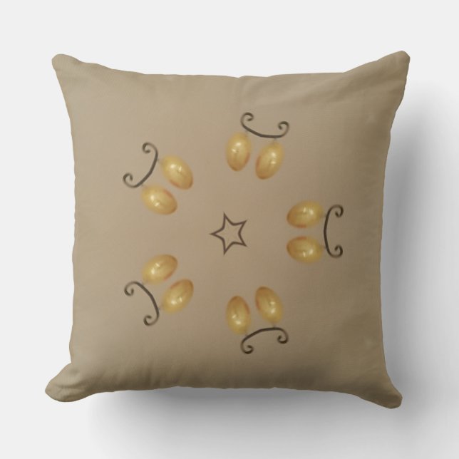 Yellow Golden Egg Pattern Easter Eggs Rustic Beige Cushion (Front)