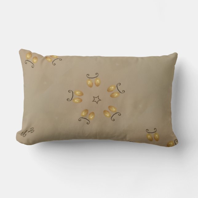 Yellow Golden Egg Pattern Easter Eggs Rustic Beige Lumbar Cushion (Front)