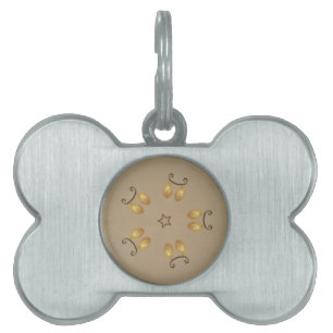 Yellow Golden Egg Pattern Easter Eggs Rustic Beige Pet Tag