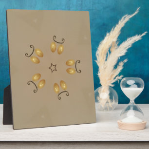 Yellow Golden Egg Pattern Easter Eggs Rustic Beige Plaque