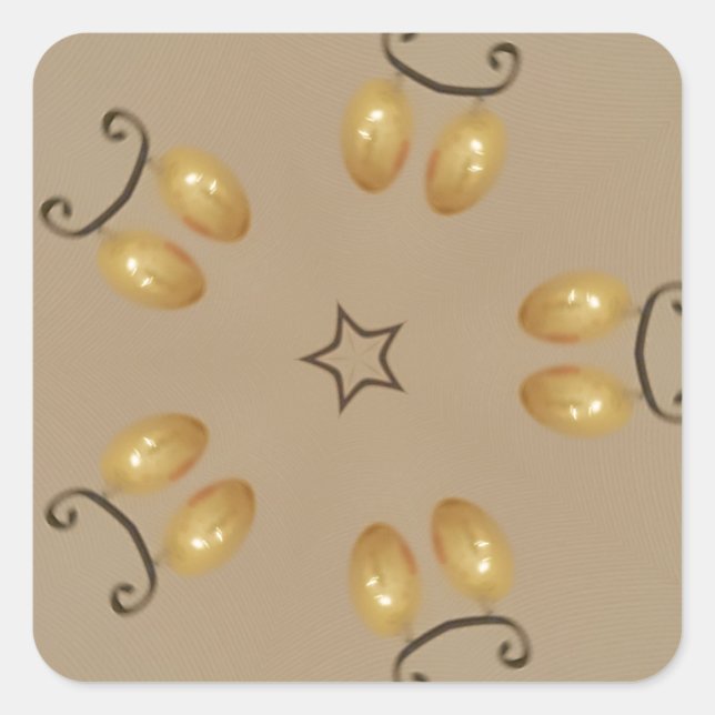 Yellow Golden Egg Pattern Easter Eggs Rustic Beige Square Sticker (Front)