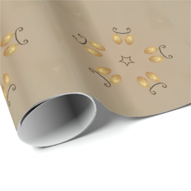 Yellow Golden Egg Pattern Easter Eggs Rustic Beige Wrapping Paper (Roll Corner)