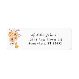 Yellow Golden Floral Return Address Label