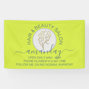 Yellow Golden Logo Hairdresser Beauty Salon Banner